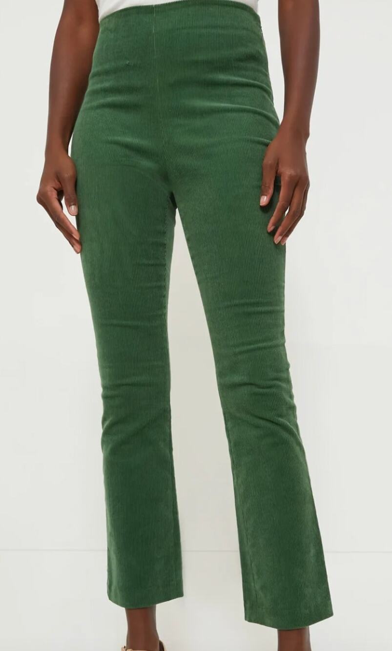 Tuckernuck Green Corduroy Ashford Pants XL High Rise Cropped Kick Flare